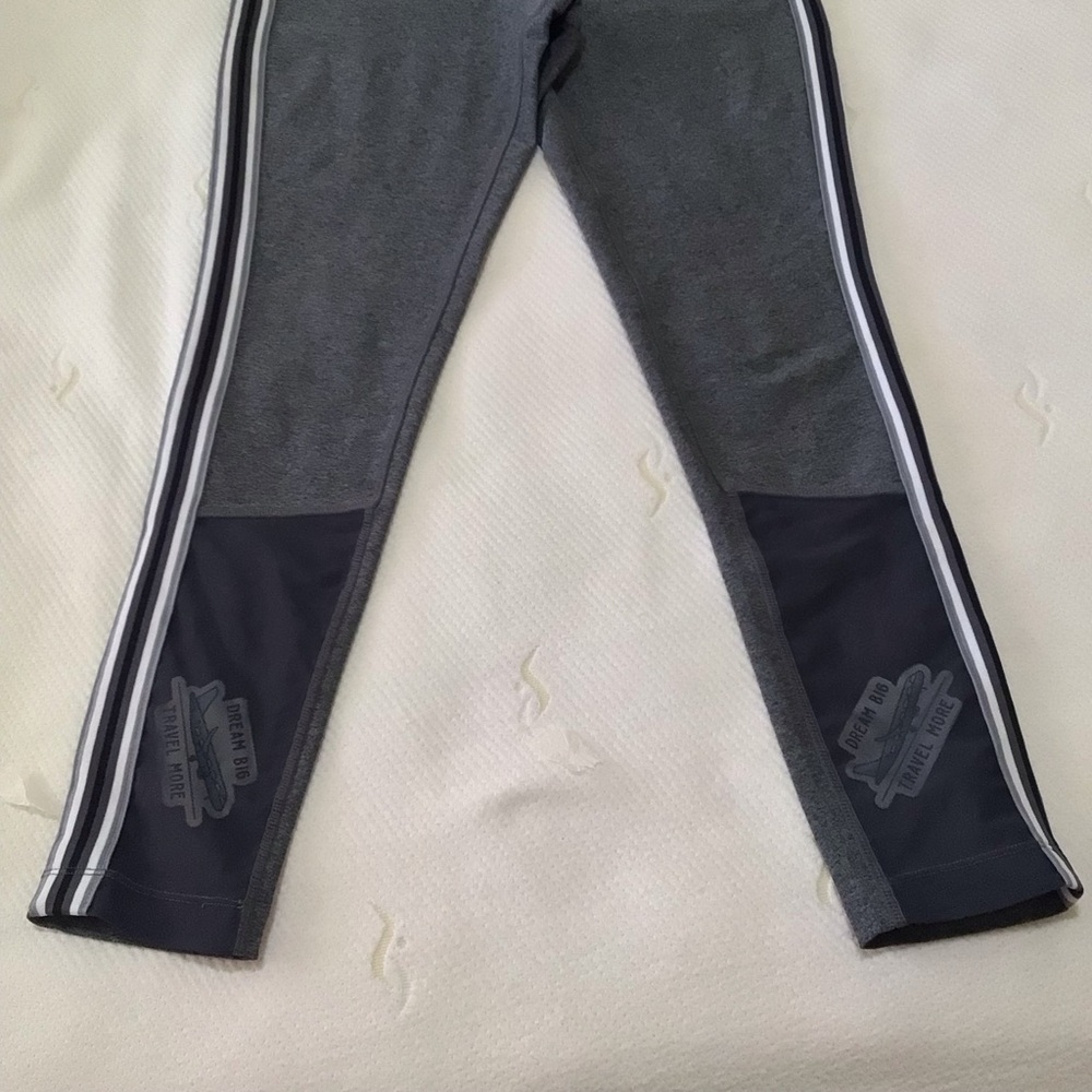 MPG Leggings Large Gray Stripe Athleisure Stretch Pants Sporty Yoga Workout - Picture 4 of 14
